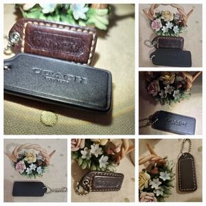 Coach Lot Of 2 Sale  Brown and Black Keychain  Hand Bag Hag Tag Set